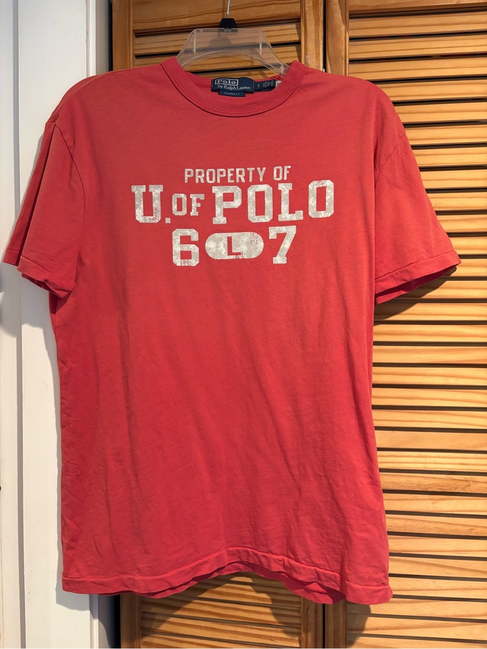 Polo Ralph Lauren Shirt Mens Red Property of U of Polo 67 Varsity Graphic Tee